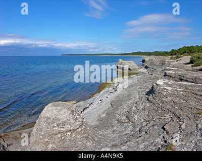 Byerums Raukar offerte straordinarie forme di calcare in Byerum sulla costa occidentale dell isola Oland Foto Stock