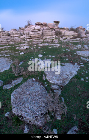 Interesse geologico area del Torcal de Antequera Málaga Spagna El Perrnillo la vite Foto Stock