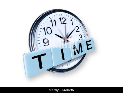 Lettere il tempo e l'orologio tempo Buchstaben mit Uhr Foto Stock