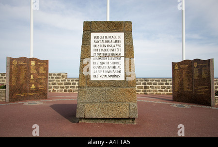 La fanteria canadese e Royal Marine Commando monumento a St Aubin sur mer Normandia Francia Foto Stock