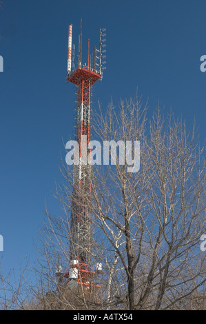 Una torre di comunicazione a Mont Royal Montreal, provincia del Quebec, Canadaconnect Foto Stock