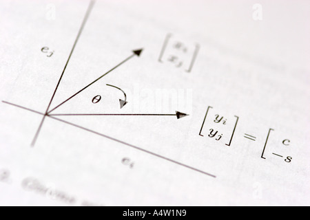 Matematica dei grafici che mostrano la rotazione nel piano Foto Stock