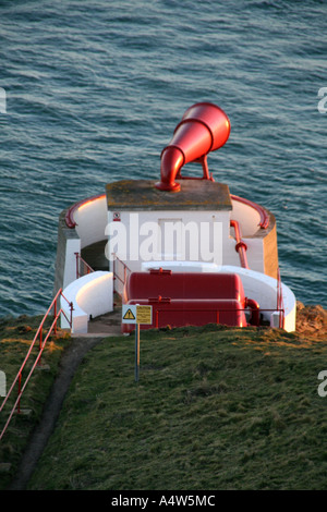 Sirena antinebbia a Mull of Galloway, Scozia Foto Stock