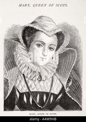 La regina Maria di Scozia 1542 1587 figlia di Stuart James V re Scozia inglese royal monarch ritratto ruff cap cofano collana hist Foto Stock