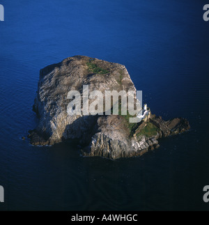 Bass Rock island con faro Scozia vista aerea Foto Stock