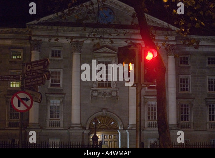 Night Shot del Trinity College di Dublino in Irlanda Foto Stock