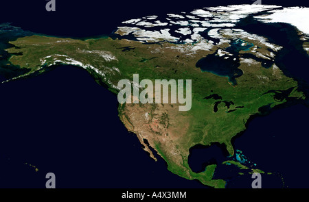 Nord del continente americano in agosto ottimizzato e la versione avanzata di un originale NASA Immagini di rilevamento remoto Foto Stock