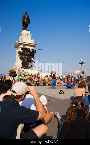 Monumento a Samuel de Champlain, Terrasse Dufferin, Città Alta, la città vecchia di Quebec City, Quebec, Canada Foto Stock