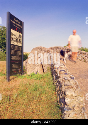 Il Packhorse Bridge a Moulton nel Suffolk, Inghilterra, Regno Unito Foto Stock