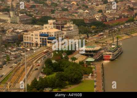 Vista aerea del tortuoso fiume Mississippi a New Orleans, Louisiana, Stati Uniti Foto Stock