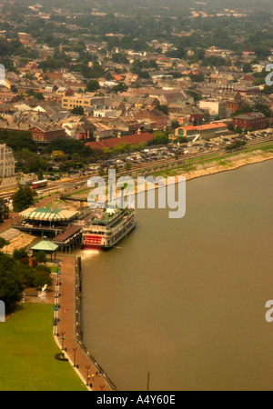 Vista aerea del tortuoso fiume Mississippi a New Orleans, Louisiana, Stati Uniti Foto Stock