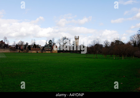 Il Magdalen College la torre dalla Chiesa di Cristo Prato Foto Stock