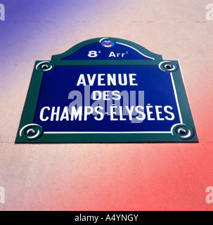 Avenue des Champs-Elysees strada segno - Parigi Foto Stock