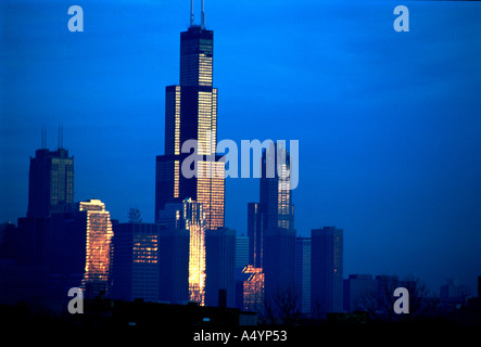 Willis Tower, sullo skyline di Chicago, Stati Uniti d'America Foto Stock