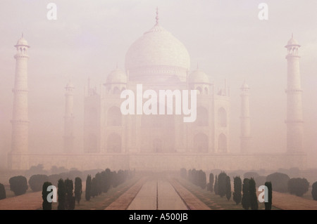 Taj Mahal di nebbia Foto Stock