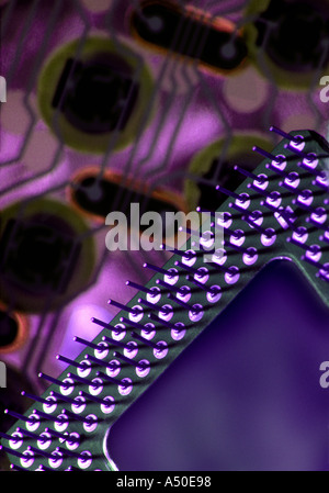 CPU chip di computer e scheda a circuito stampato Foto Stock