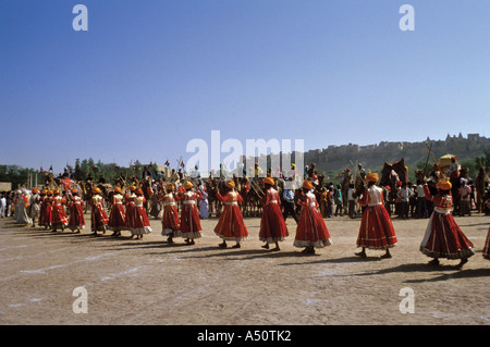 Ballerini Folk India Rajasthan Foto Stock