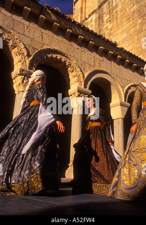 Gli spagnoli, persone, danza spagnola, danza, ballerina, ballerini, dancing, festival, la città capitale di Segovia, provincia di Segovia Castiglia e Leon, Spagna, Europa Foto Stock