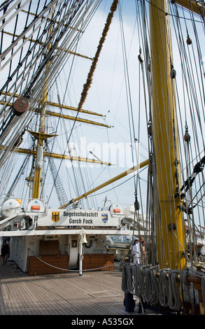 Ponte del tedesco di Tall Ship Gorch Fock Foto Stock