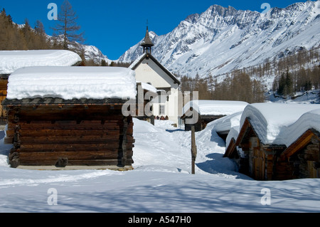 Cappella Kühmatt Blatten Lötschental Vallese Svizzera Foto Stock