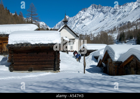 Cappella Kühmatt Blatten Lötschental Vallese Svizzera Foto Stock