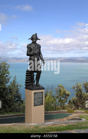 Statua di Captain Cook su Kaiti Hill, Gisborne, Costa Est isola del Nord della Nuova Zelanda Foto Stock