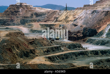 Miniera di rame di Minas De Riotinto Corta Cerro Colorado Provincia di Andalusia Huelva spagna Foto Stock