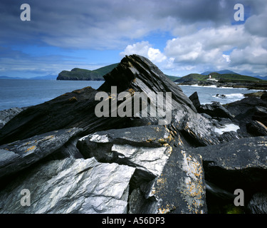 IE - CO KERRY: Valencia faro sull isola di Valencia Foto Stock