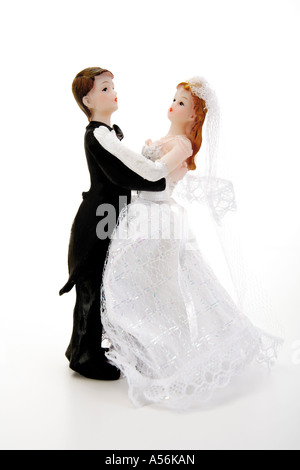 Coppie in viaggio di nozze figurine dancing Foto Stock