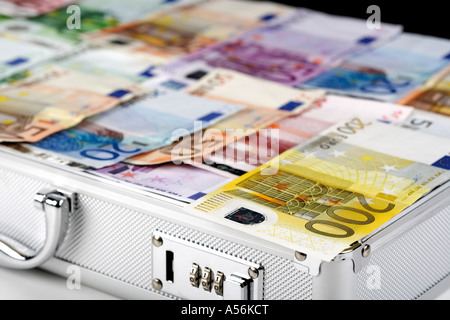 Banconote in euro nel caso di close-up Foto Stock