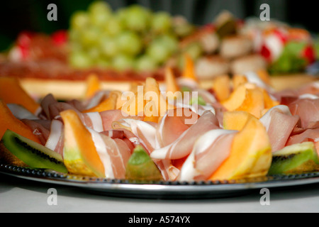 Fette di Melone con prosciutto di Parma Foto Stock