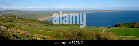 Il Galles Gwynedd Porth Neigwl Hells bocca spiaggia da Mynydd Rhiw Foto Stock