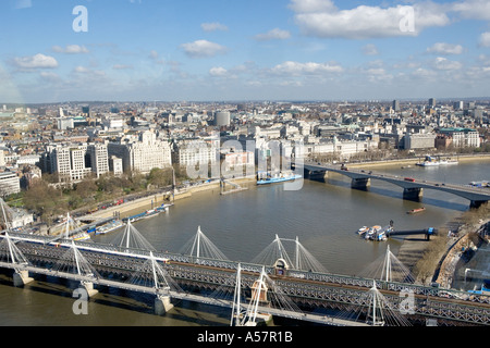 Vista dal London Eye in tutta Londra Inghilterra Foto Stock