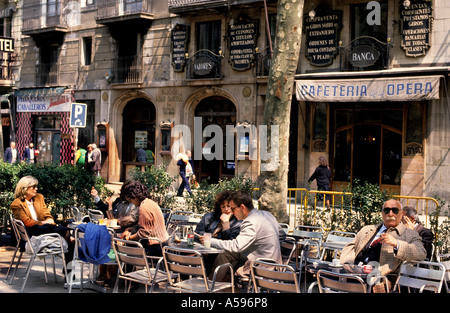 Plaza Real Plaça Reial Barcellona Spagna ristorante Foto Stock