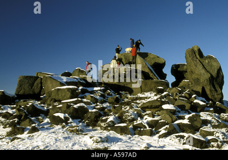 Inverno a tori di bordo BURBAGE Parco nazionale di Peak District DERBYSHIRE INGHILTERRA Foto Stock