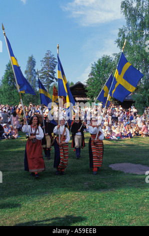 Midsummer celebrazioni a Rattvik DALARNA Svezia Foto Stock