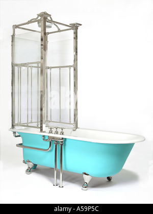 originale antico vittoriano bagno e doccia Foto Stock