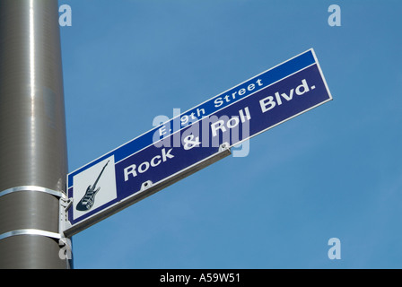 Rock and Roll Blvd downtown Cleveland Ohio sightseeing punti di riferimento e attrazioni turistiche Foto Stock