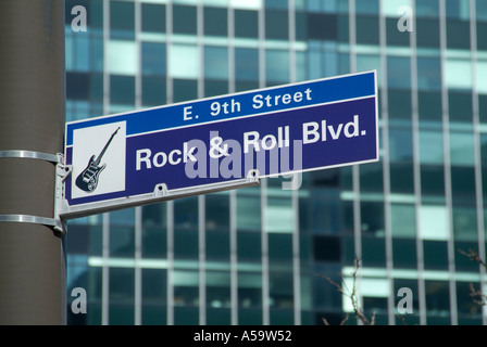 Rock and Roll Blvd downtown Cleveland Ohio sightseeing punti di riferimento e attrazioni turistiche Foto Stock