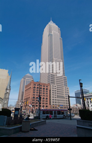 57 Chiave di storia edificio a torre in downtown Cleveland Ohio sightseeing punti di riferimento e attrazioni turistiche Foto Stock