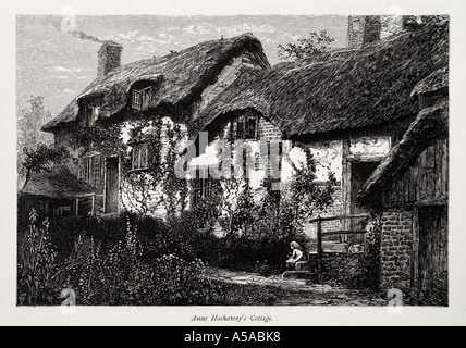 Anne Hathaway House Stratford upon Avon Warwickshire, Regno Unito GB Gran Bretagna Regno Unito Shakespeare thatch giardino bambino Foto Stock