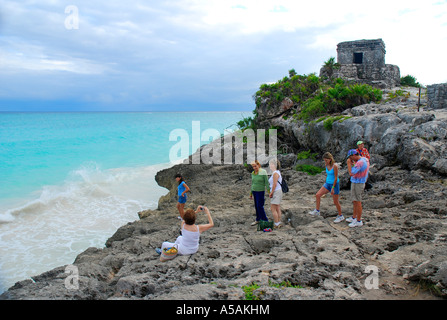 Le rovine di antiche città Maya Tulum è un popolare escursione di un giorno da Cancun e Playa del Carmen, Messico Foto Stock