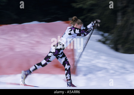 Cross country ski racing Pine Creek piste sciistiche Smithers Columbia britannica Foto Stock