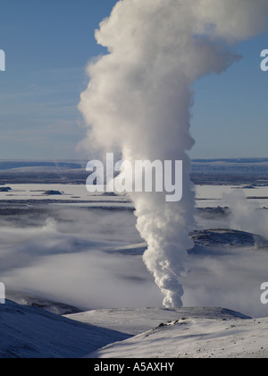 Fori, vapore geotermico, Namaskrad, Islanda Foto Stock