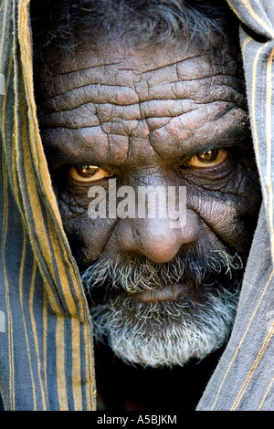 Uomo indiano volto ritratto. Andhra Pradesh, India Foto Stock