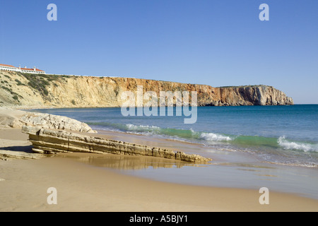 Il Portogallo, Algarve occidentale, Sagres, spiaggia di Mareta Foto Stock