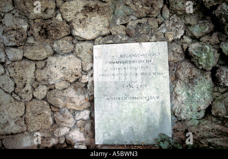 Wolfgang Amadeus Mozart placca villa Probizer Isera Trentino Alto Adige Italia Foto Stock