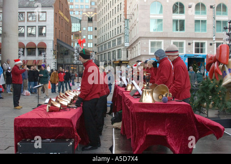 I musicisti in Quincy Market, Boston Foto Stock