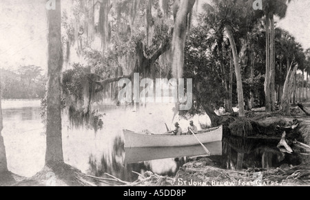 Fotografia storica di St Johns River con canotto Foto Stock