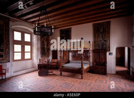 Amboise, Schloß, Schlafzimmer (Chambre d' Enrico II.) Foto Stock